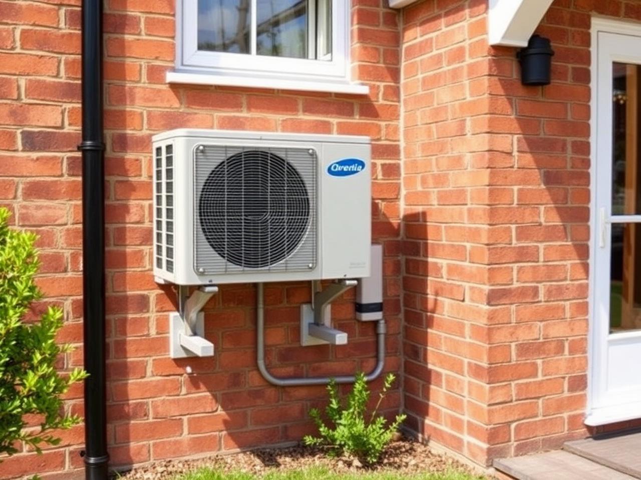 Outdoor air conditioning condenser unit installed on a Bedfordshire home.